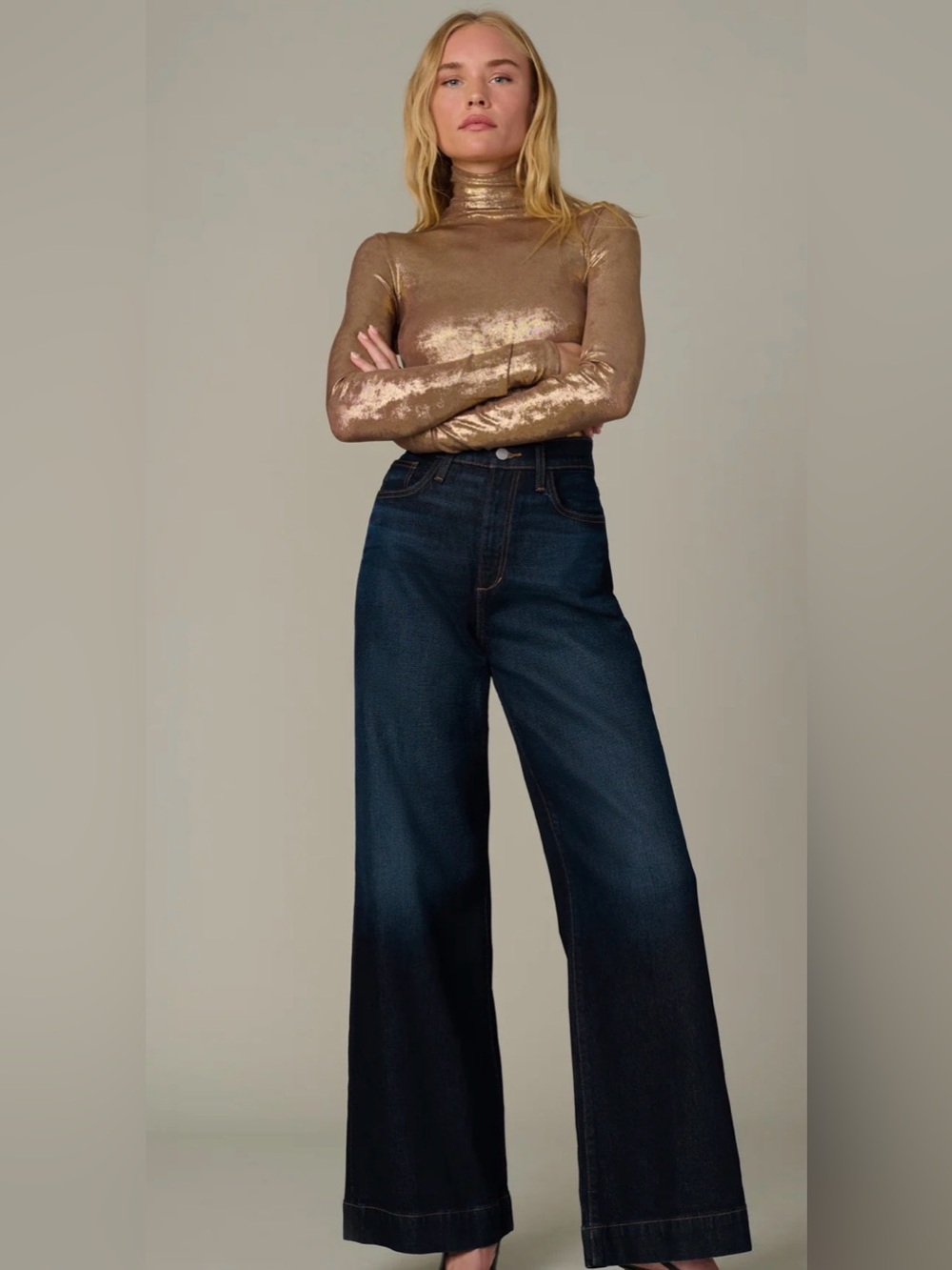 Joe's Jeans Dark Indigo Wide Leg High-Rise Jeans - Picture 4 of 15